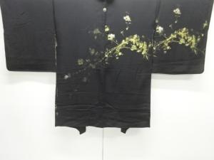 大正ロマン　枝花模様織り出し一つ紋絵羽織